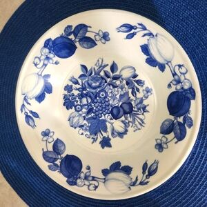 Portmeirion "Harvest Blue"  Floral Porcelain Bowl 8 1/2"